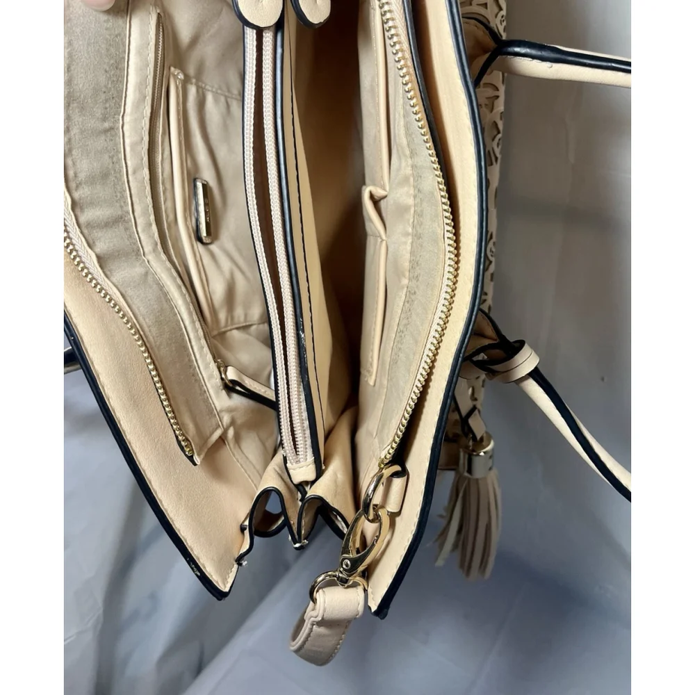 ALDO Aribella satchel bag beige Intricate laser-cut crossbody